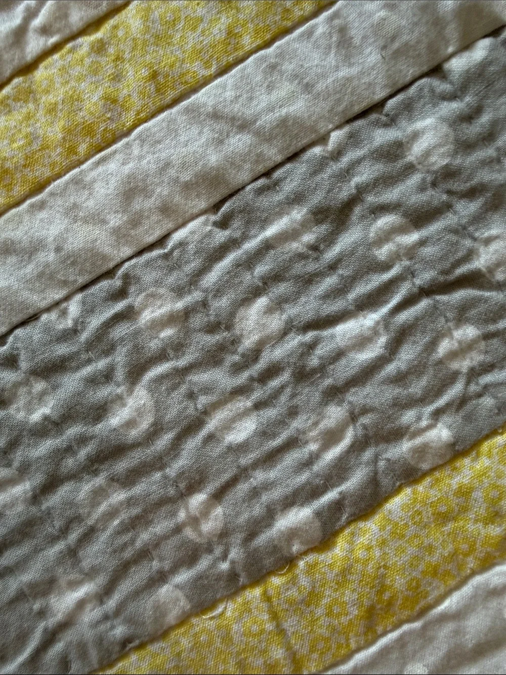 Handmade Soft Yellow & Gray Patchwork Baby Quilt
